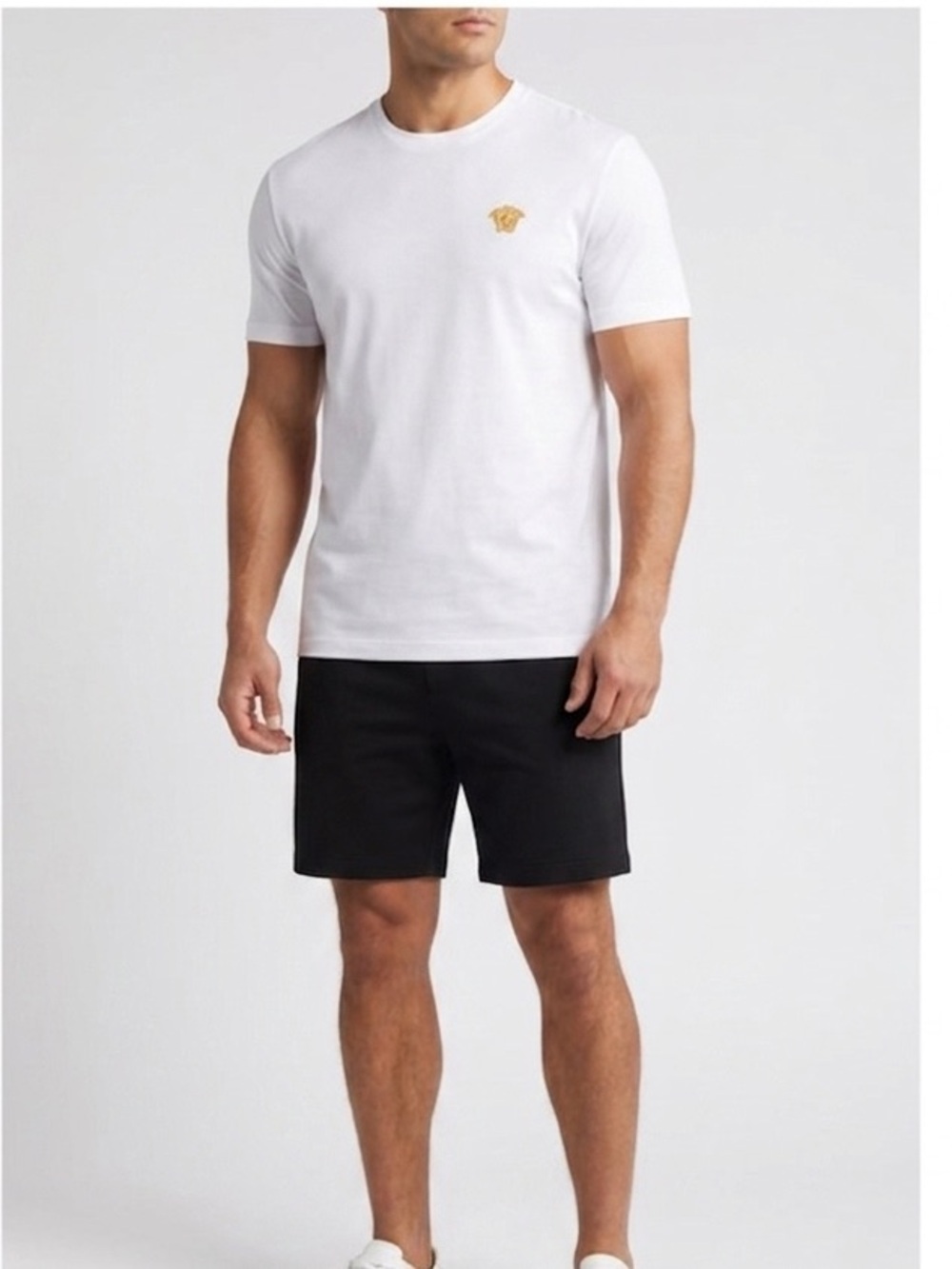 VERSACE Medusa Head Embroidered T-Shirt | White & Gold | 2XL